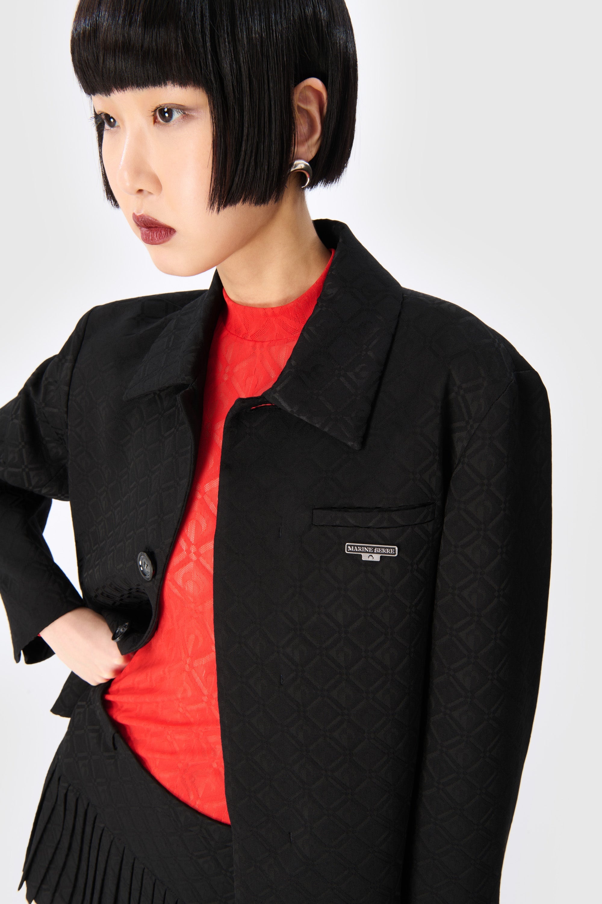 Moon Diamond Jacquard Tailoring Boxy Blazer - 4