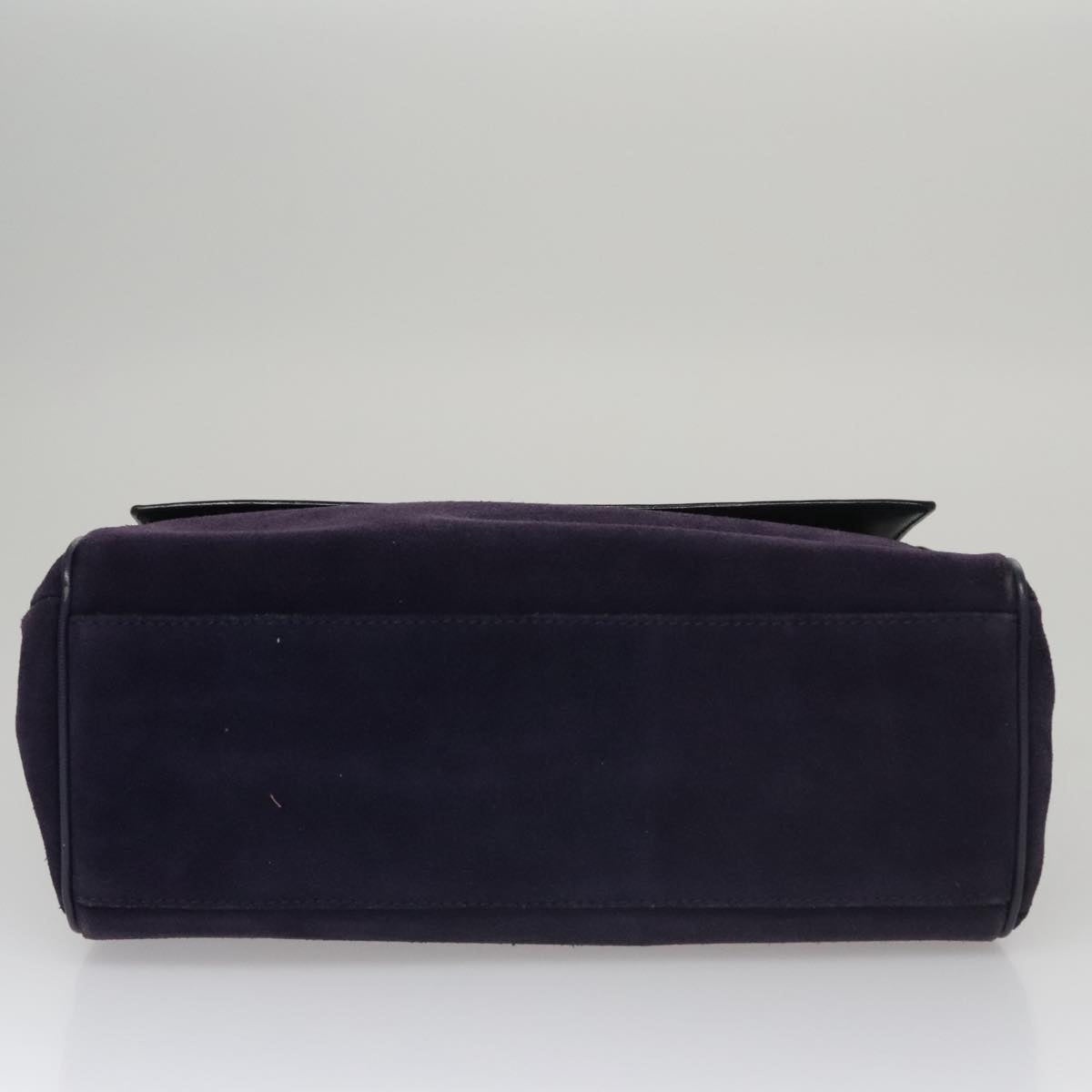 CELINE Hand Bag Suede Leather Purple Gold - 5