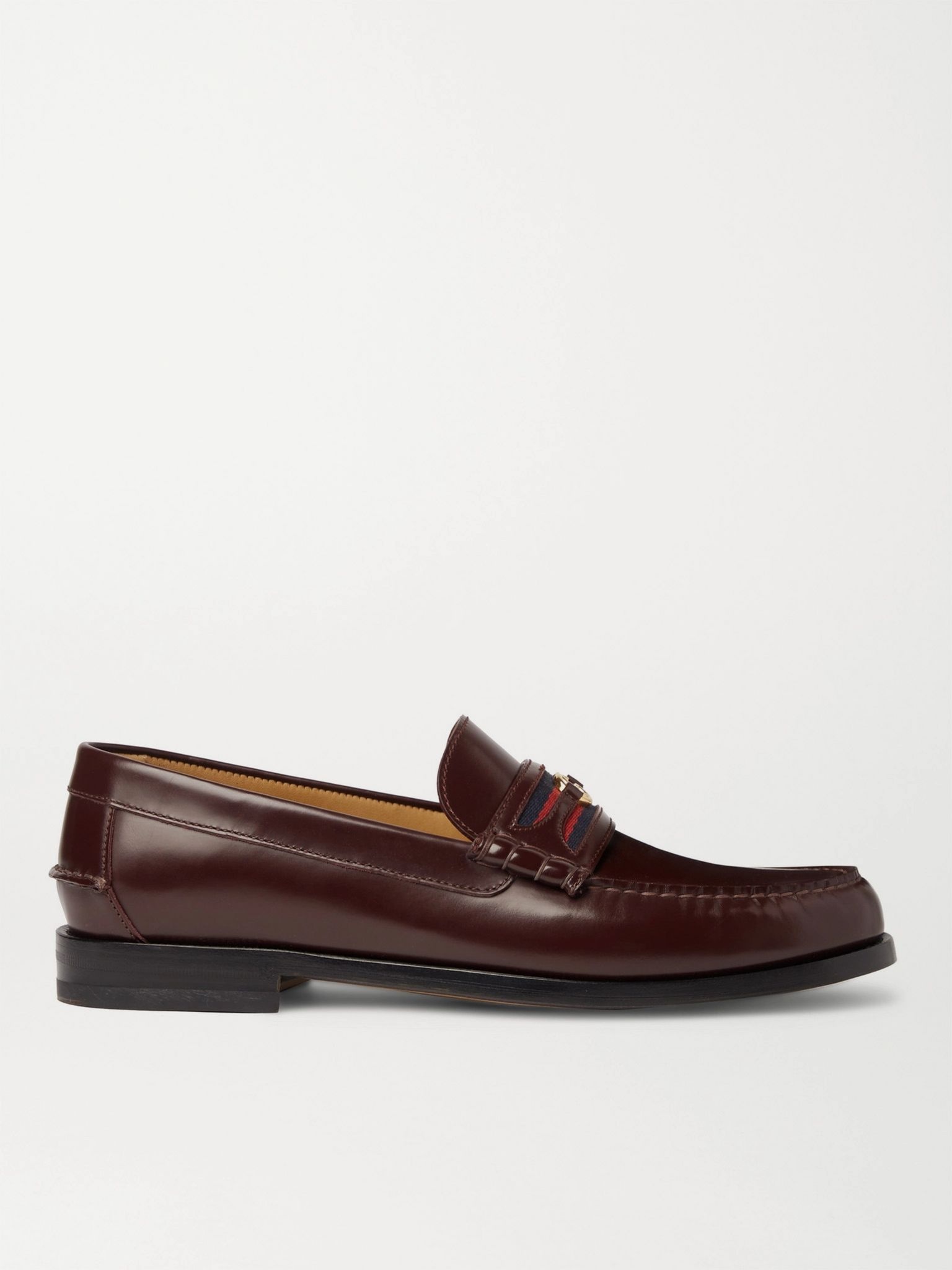 Kaveh Webbing-Trimmed Leather Loafers - 1