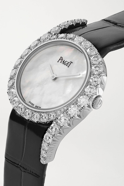 Piaget Limelight Gala 32mm 18-karat white gold, alligator, mother-of-pearl and diamond watch outlook