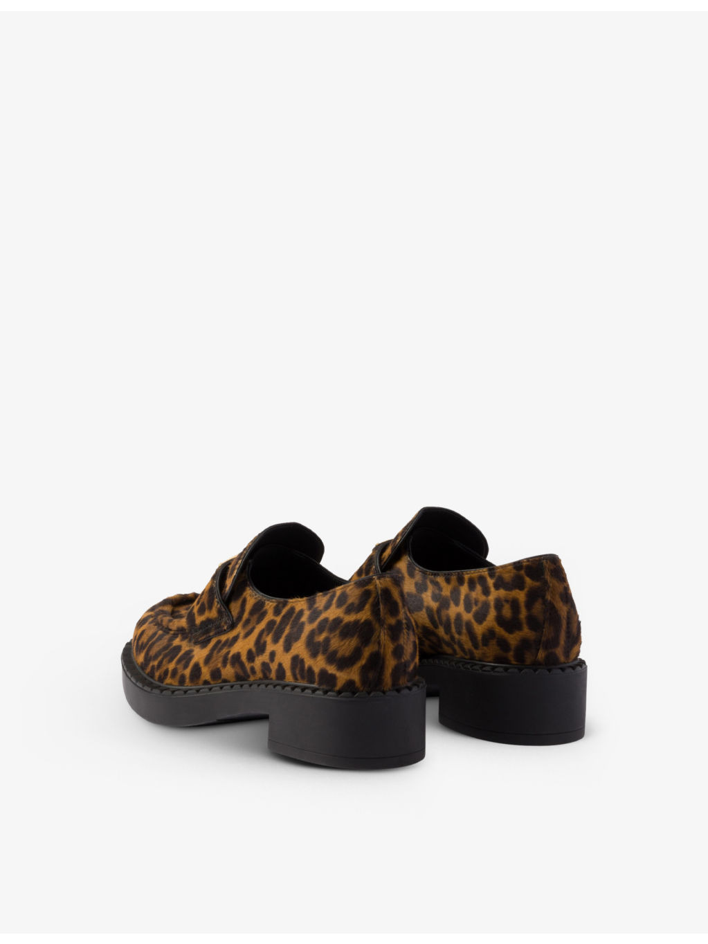 Chocolate leopard-print brushed leather loafers - 4