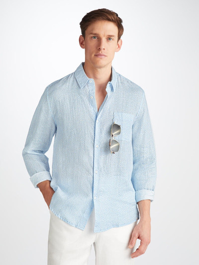 Derek Rose Men's Shirt Milan 24 Linen Blue outlook