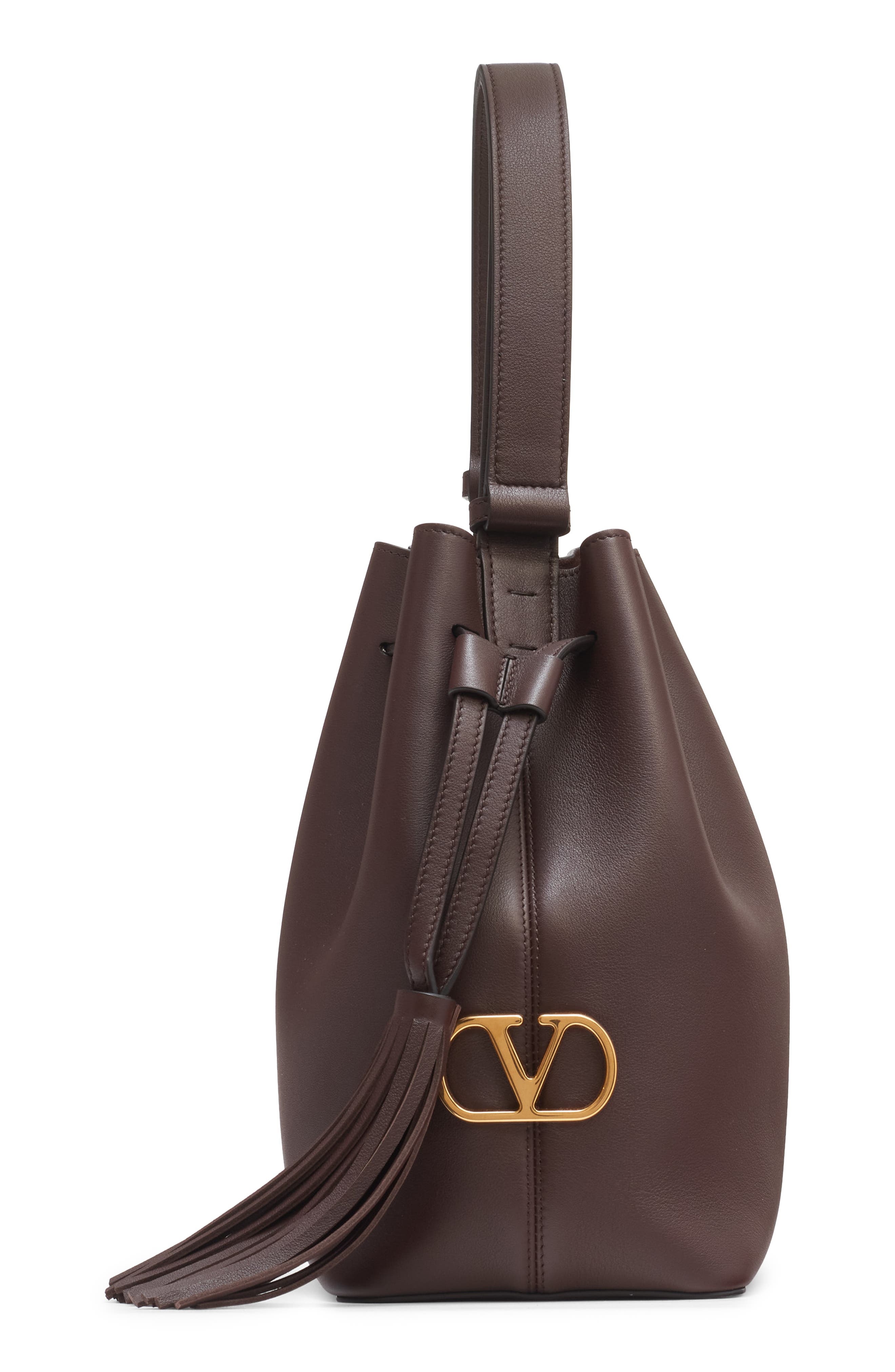 Valentino Garavani So Seau Leather Drawstring Bucket Bag in Dark Coffee at Nordstrom - 8