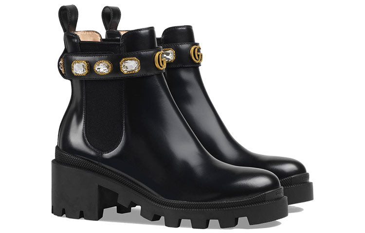 (WMNS) Gucci Ankle Boot With Belt 'Black Leather' 550036-DKS00-1000 - 3