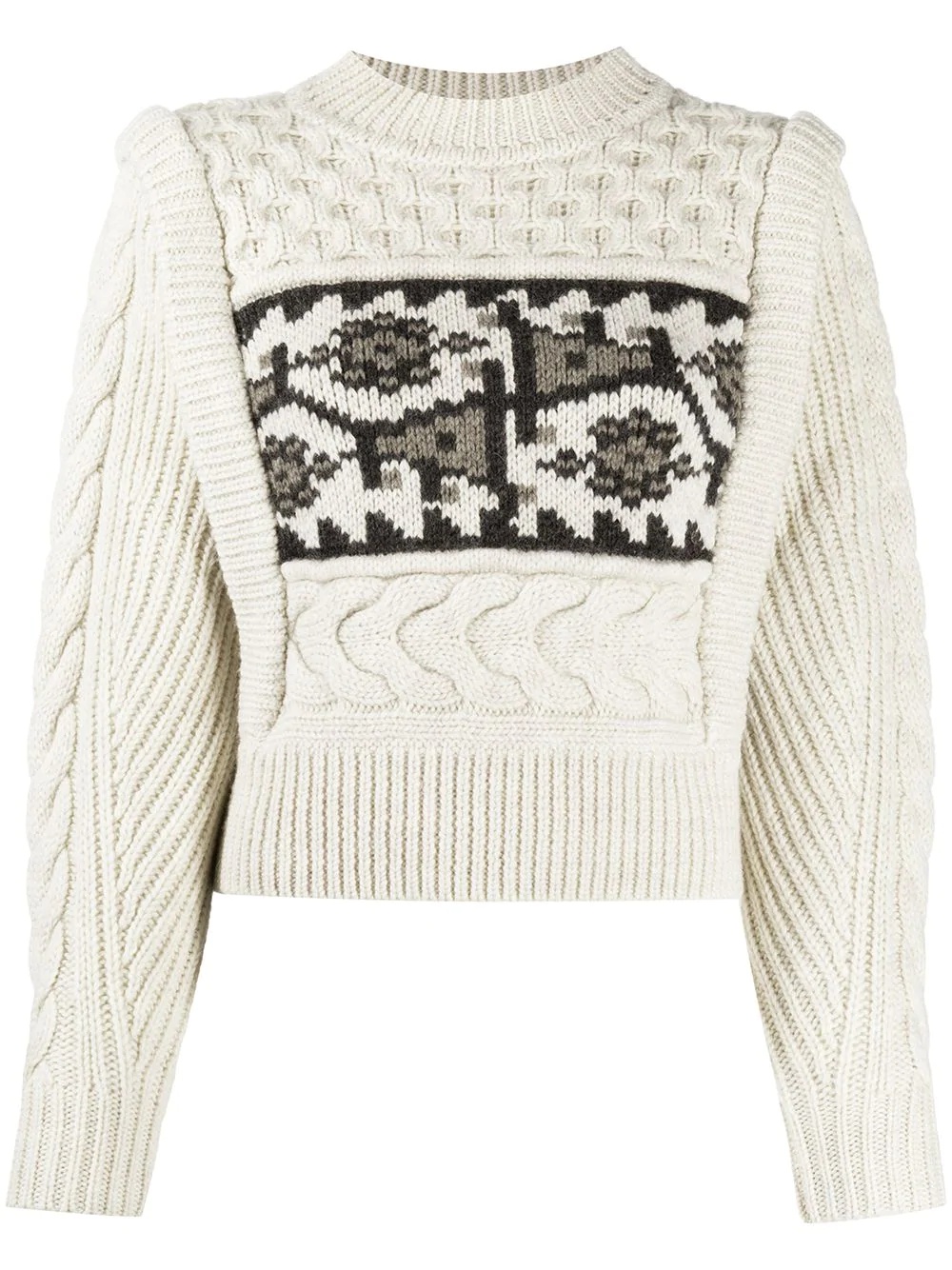 cropped intarsia cable knit jumper - 1