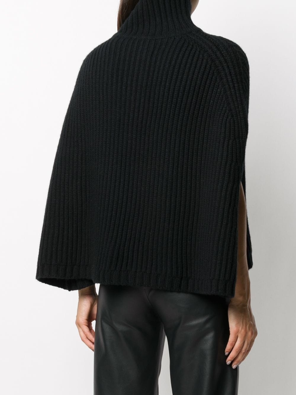 funnel-neck ribbed cape - 4