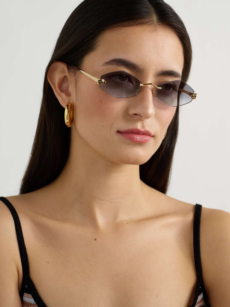 Cartier Panthère hexagon-frame gold-tone sunglasses Gold outlook