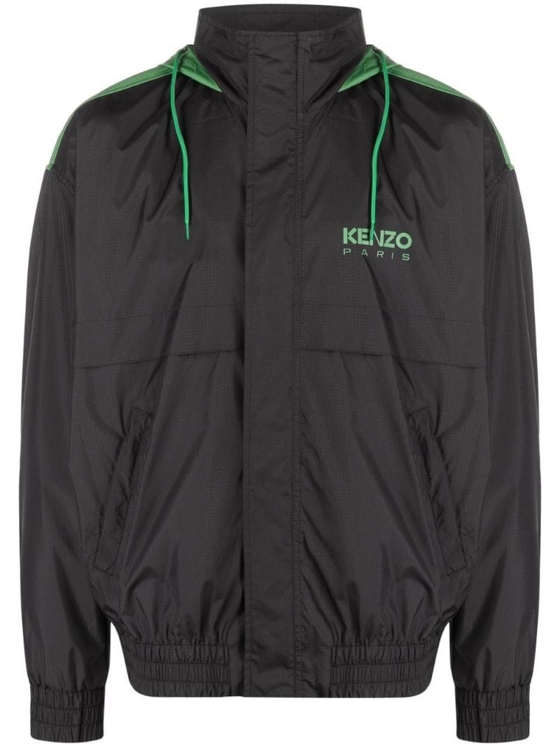 logo-print high neck windbreaker - 1