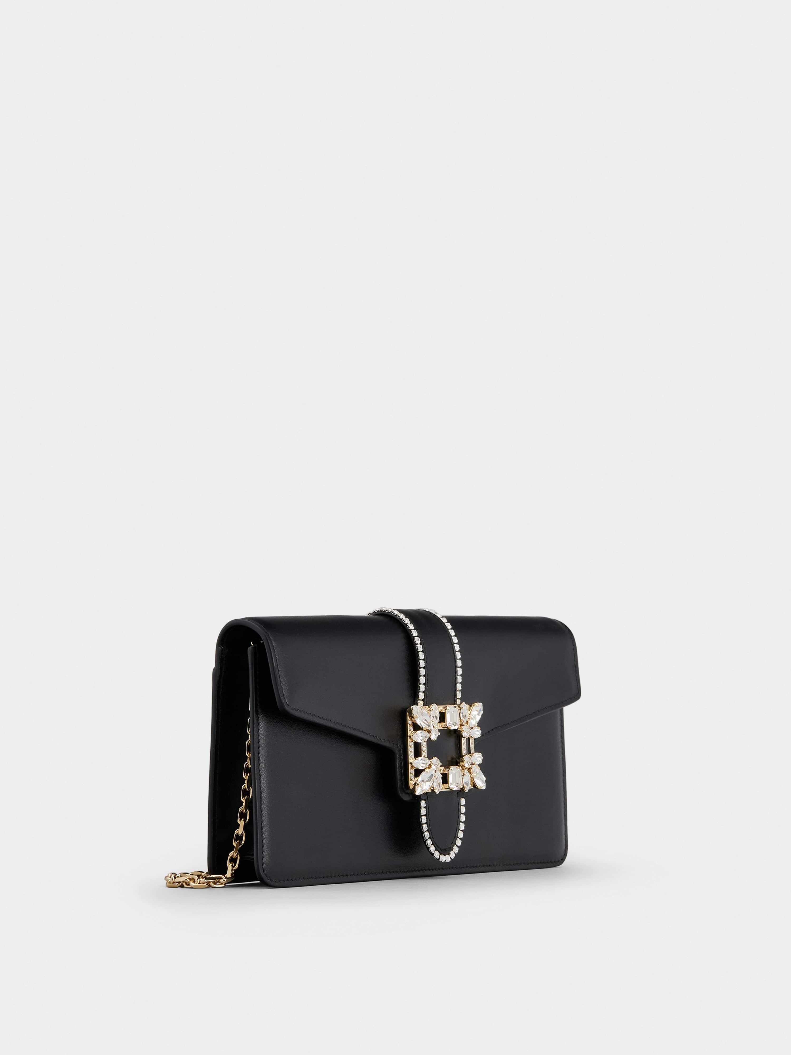 Miss Vivier Strass Buckle Clutch in Leather - 3