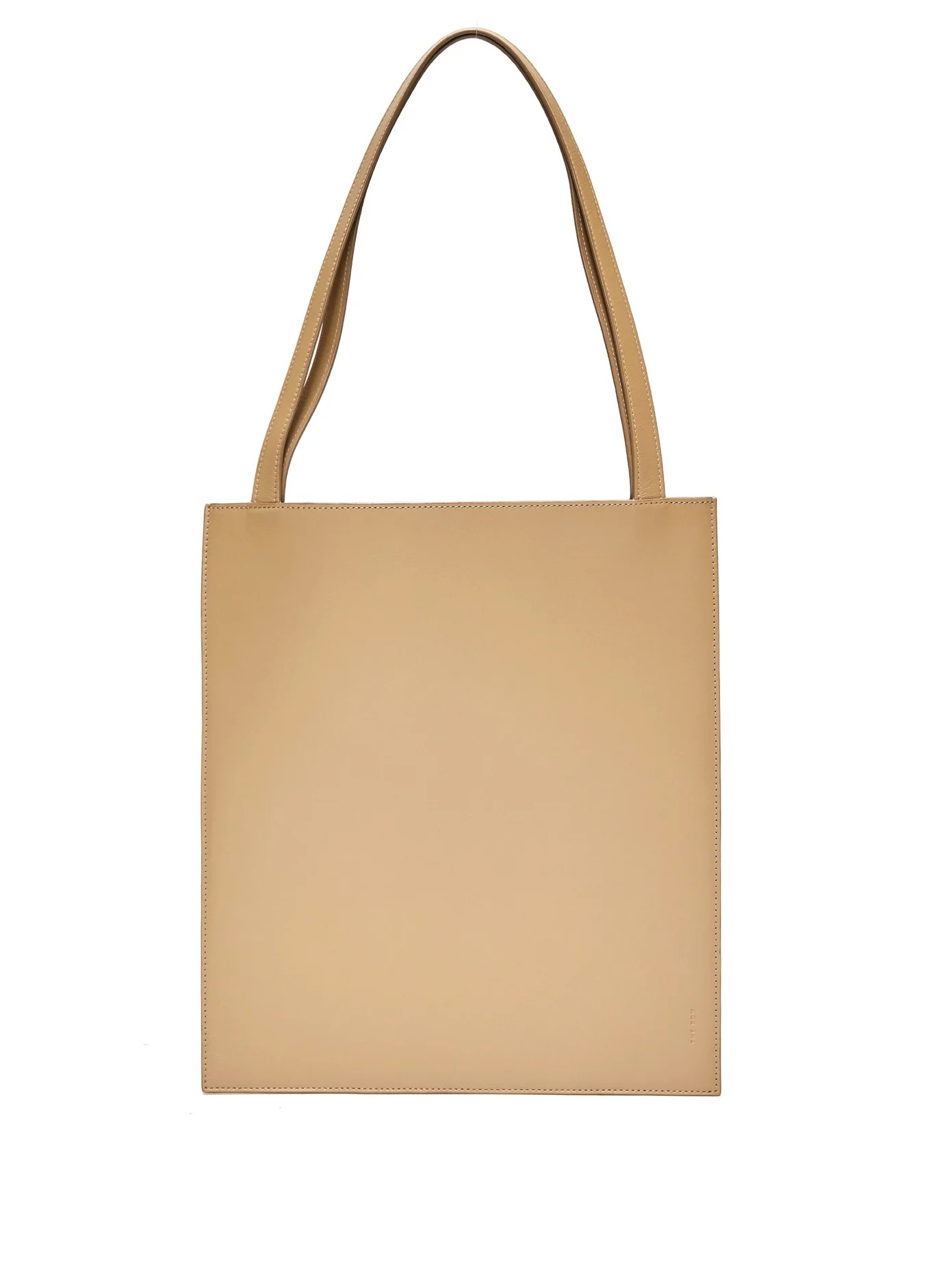 Flat logo-debossed leather tote bag - 1