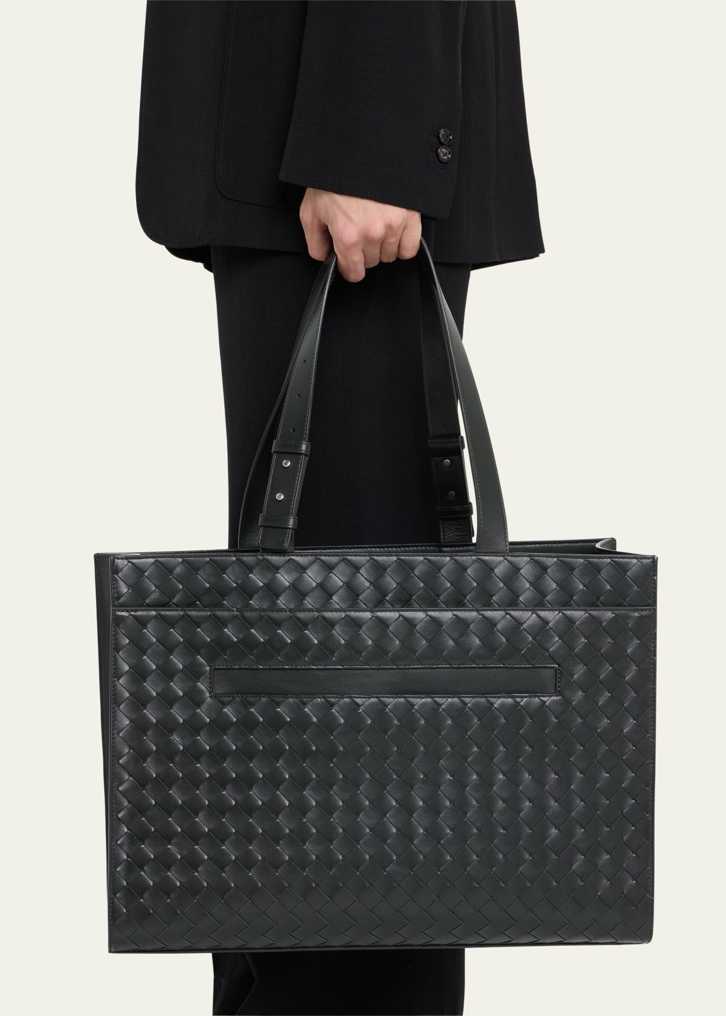 Men's Medium Cassette Paper Intrecciato Leather Tote Bag - 2
