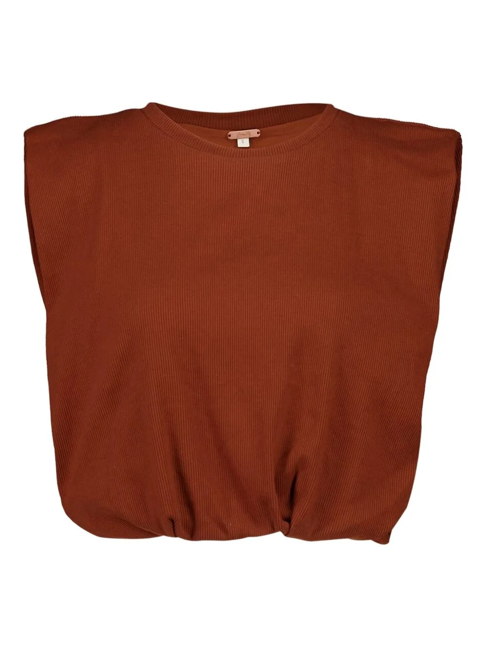 padded-shoulder ribbed t-shirt - 1