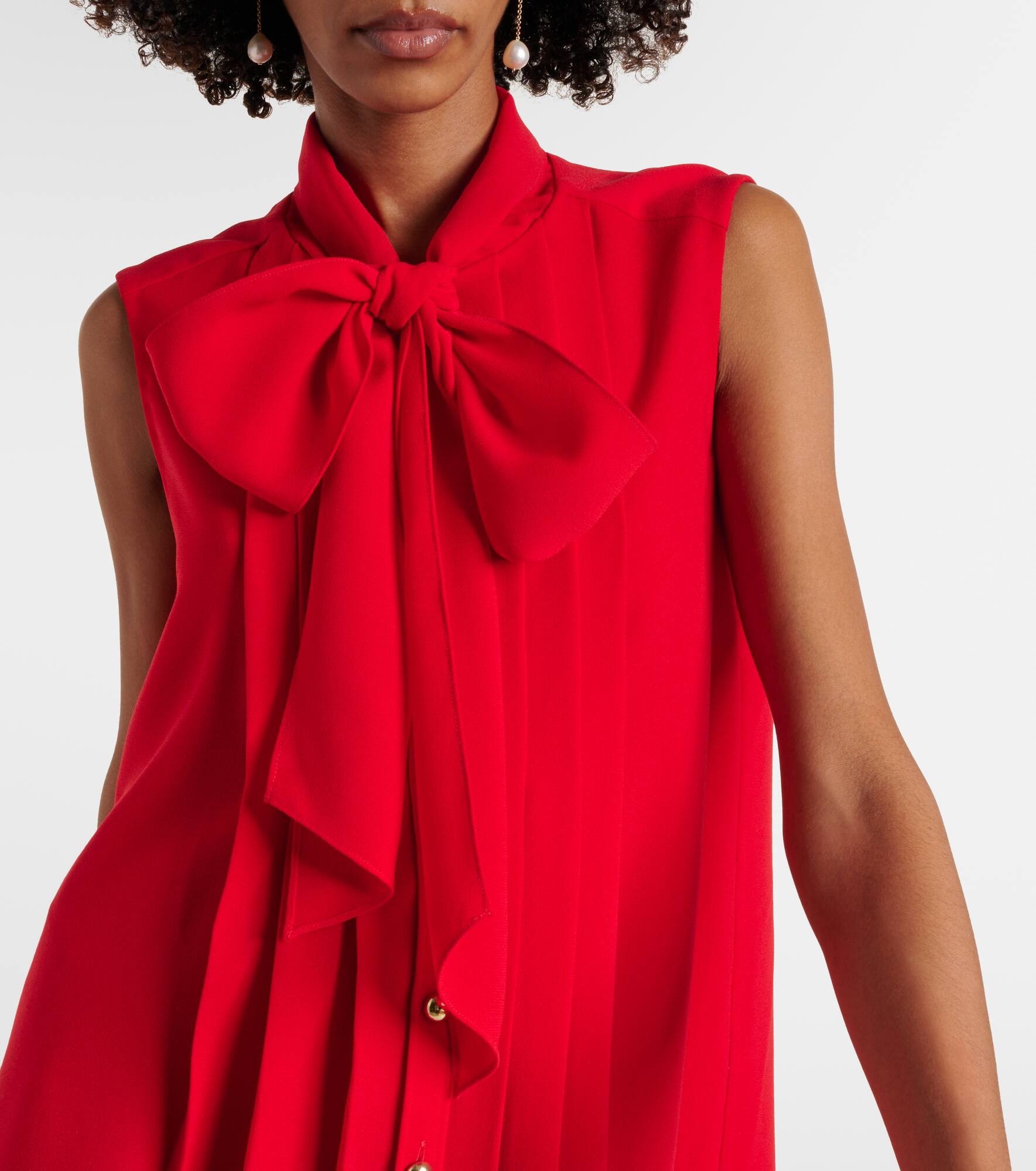 Tie-neck pleated minidress - 4