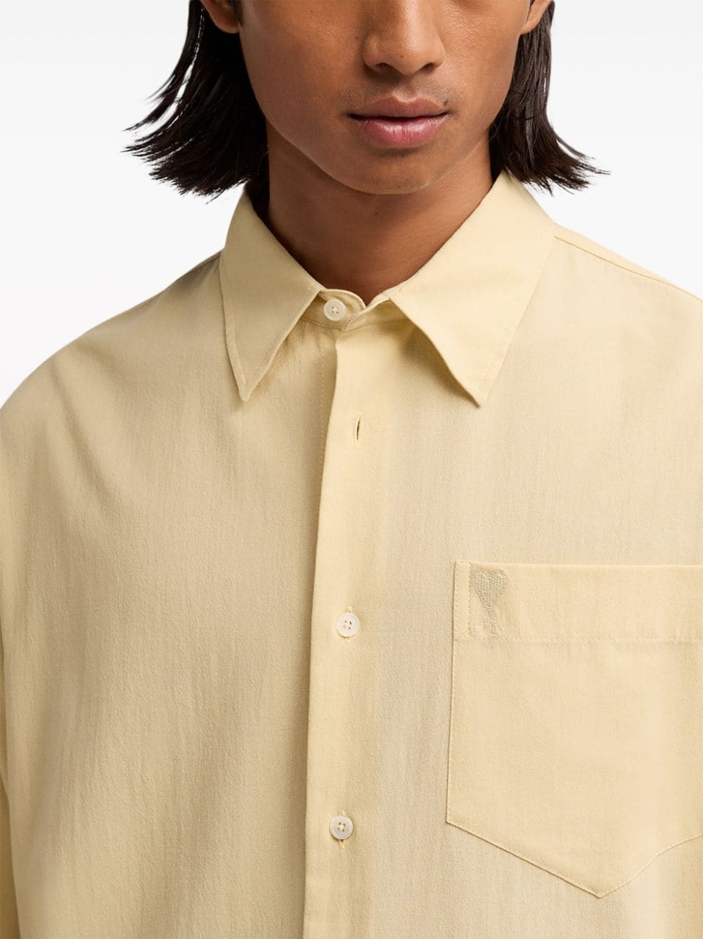 logo-embroidered cotton shirt - 6