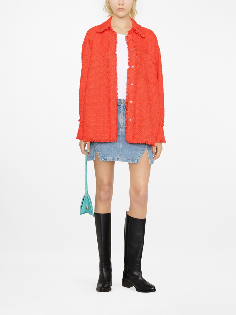 MSGM fringed tweed overshirt outlook