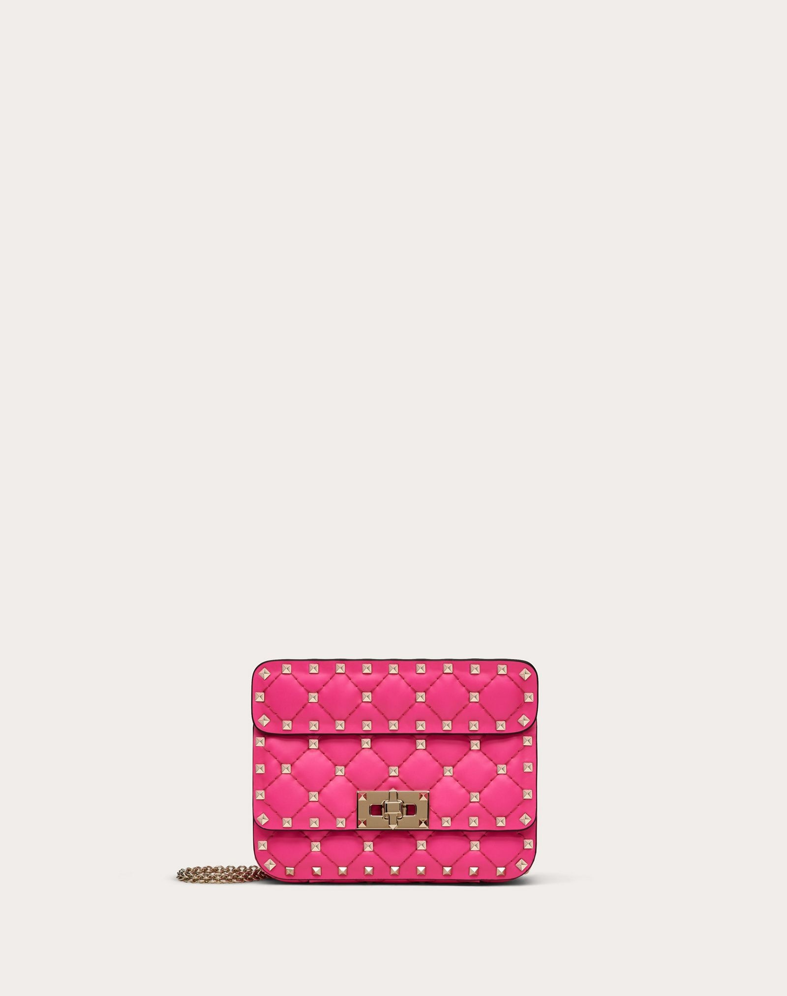 Mini Rockstud Spike fluo calfskin leather bag - 1