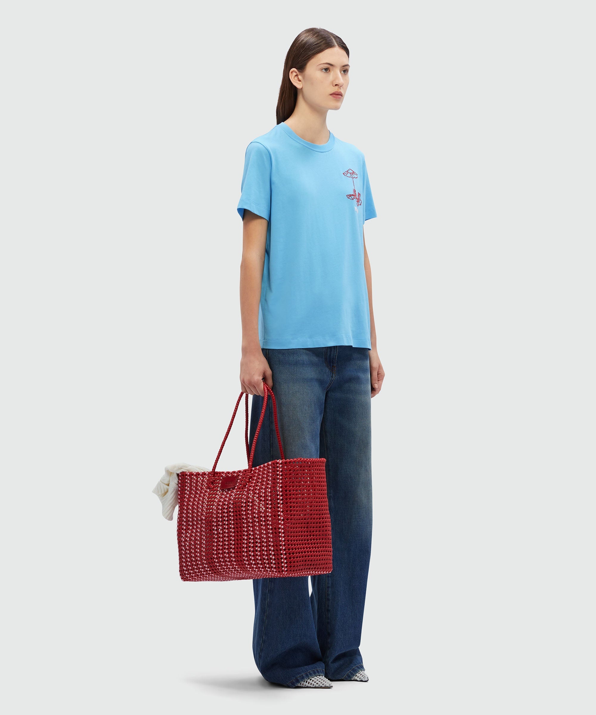 Light blue cotton T-Shirt with embroidery - 4