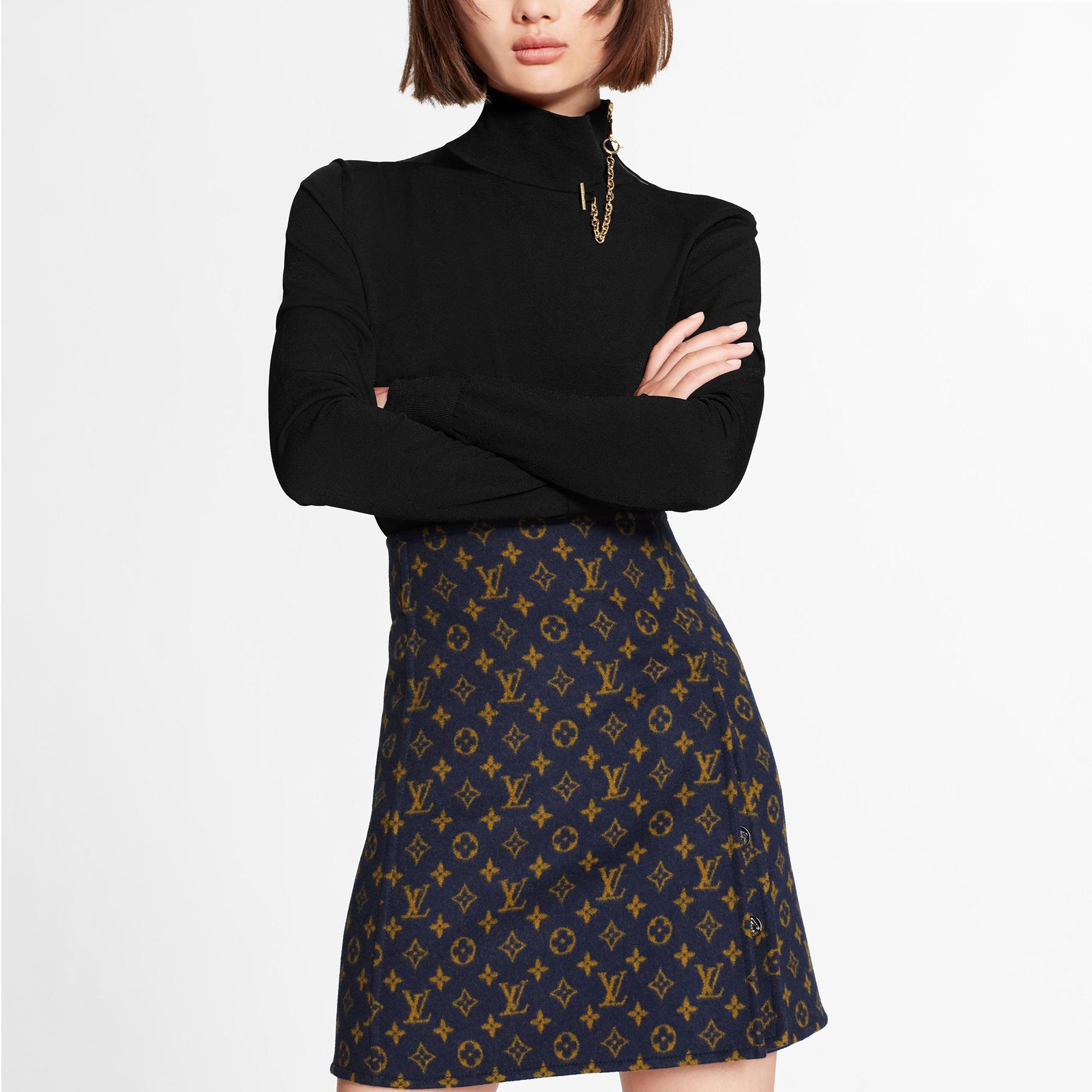 Double Face Monogram Jacquard A-Line Mini Skirt  - 3