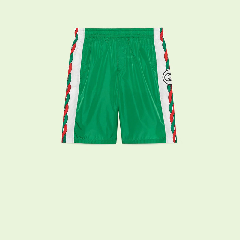 Waterproof nylon shorts with Interlocking G print 1