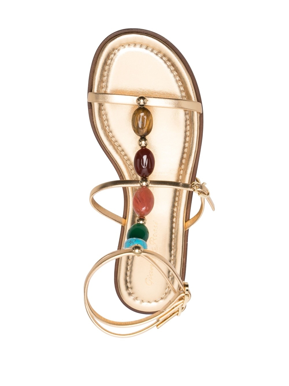 gemstone-embellished leather sandals - 4