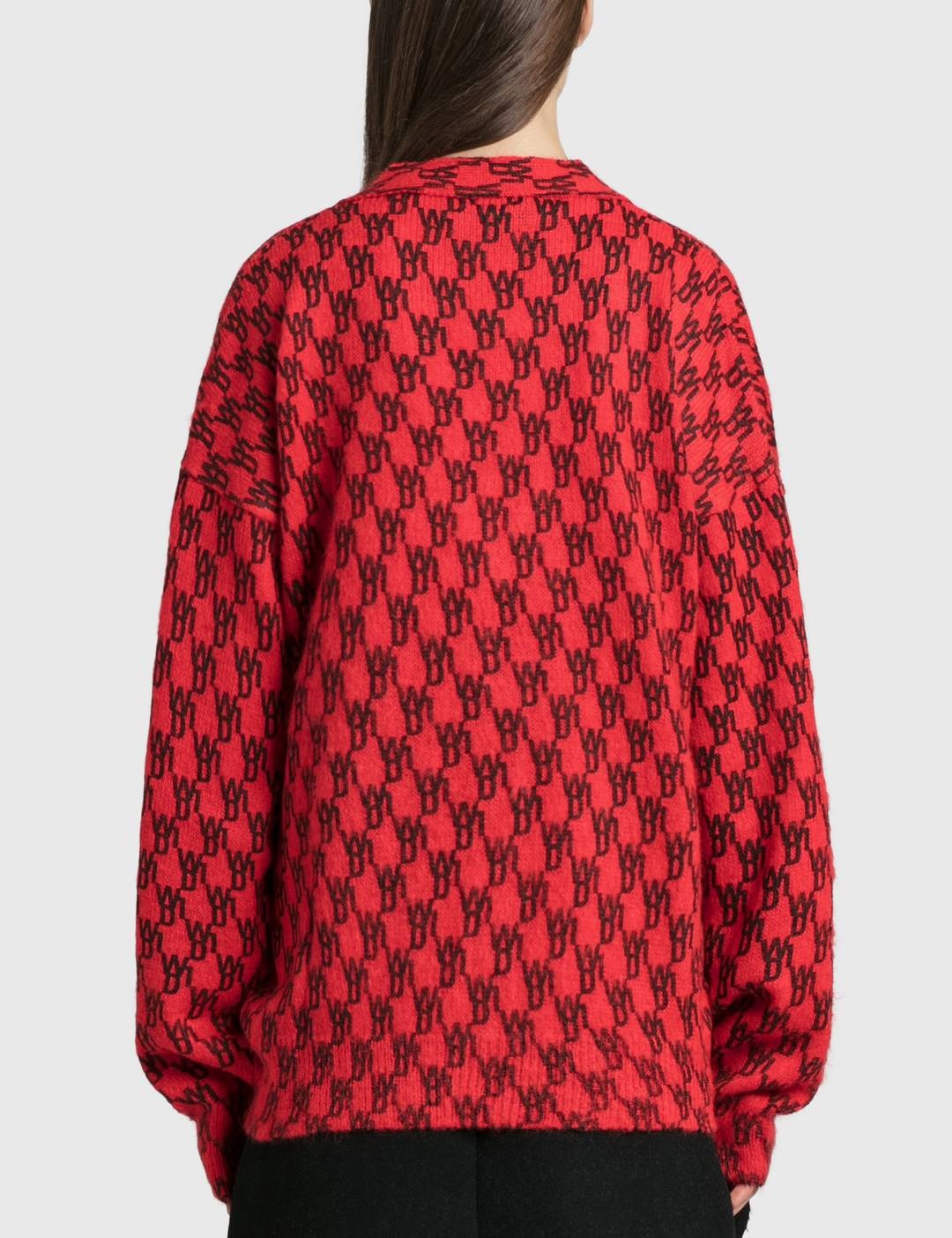 Red Logo Printed Mohair Cardigan - 3