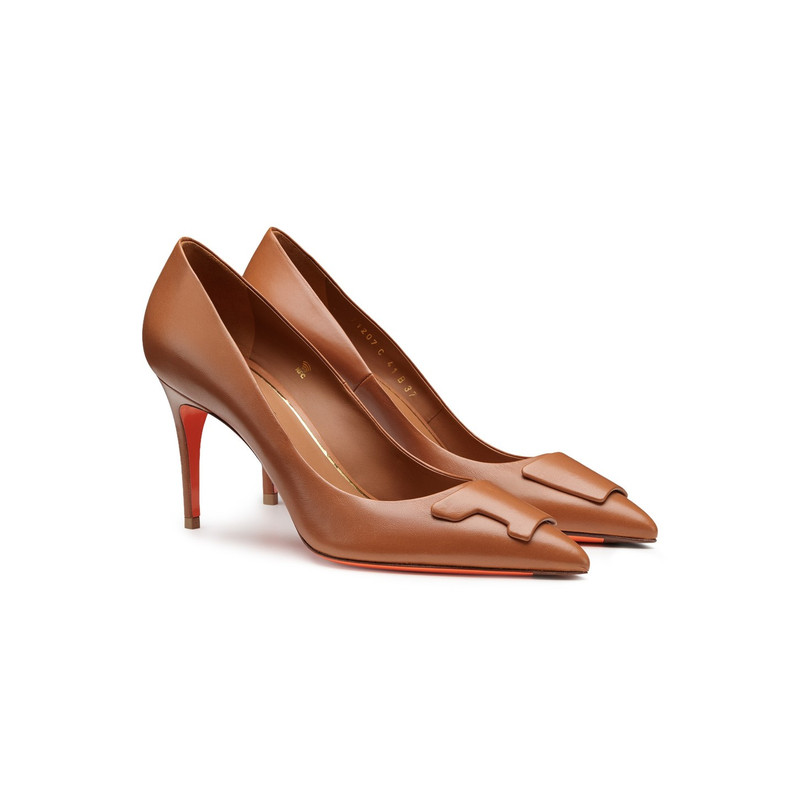 Women's brown leather high-heel Santoni Sibille pump 3