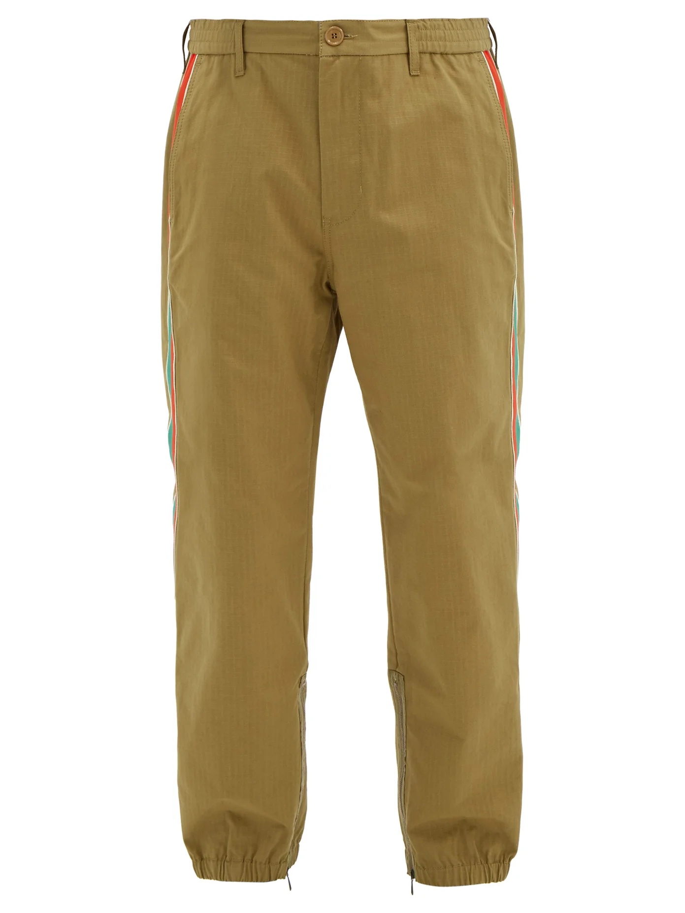 Elasticated-waist cotton-blend ripstop trousers - 1