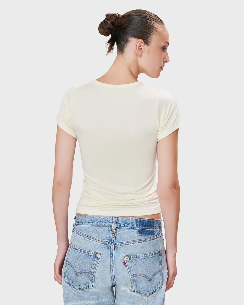 T-Shirt Fitted Crewneck Short Sleeve Cream - 2