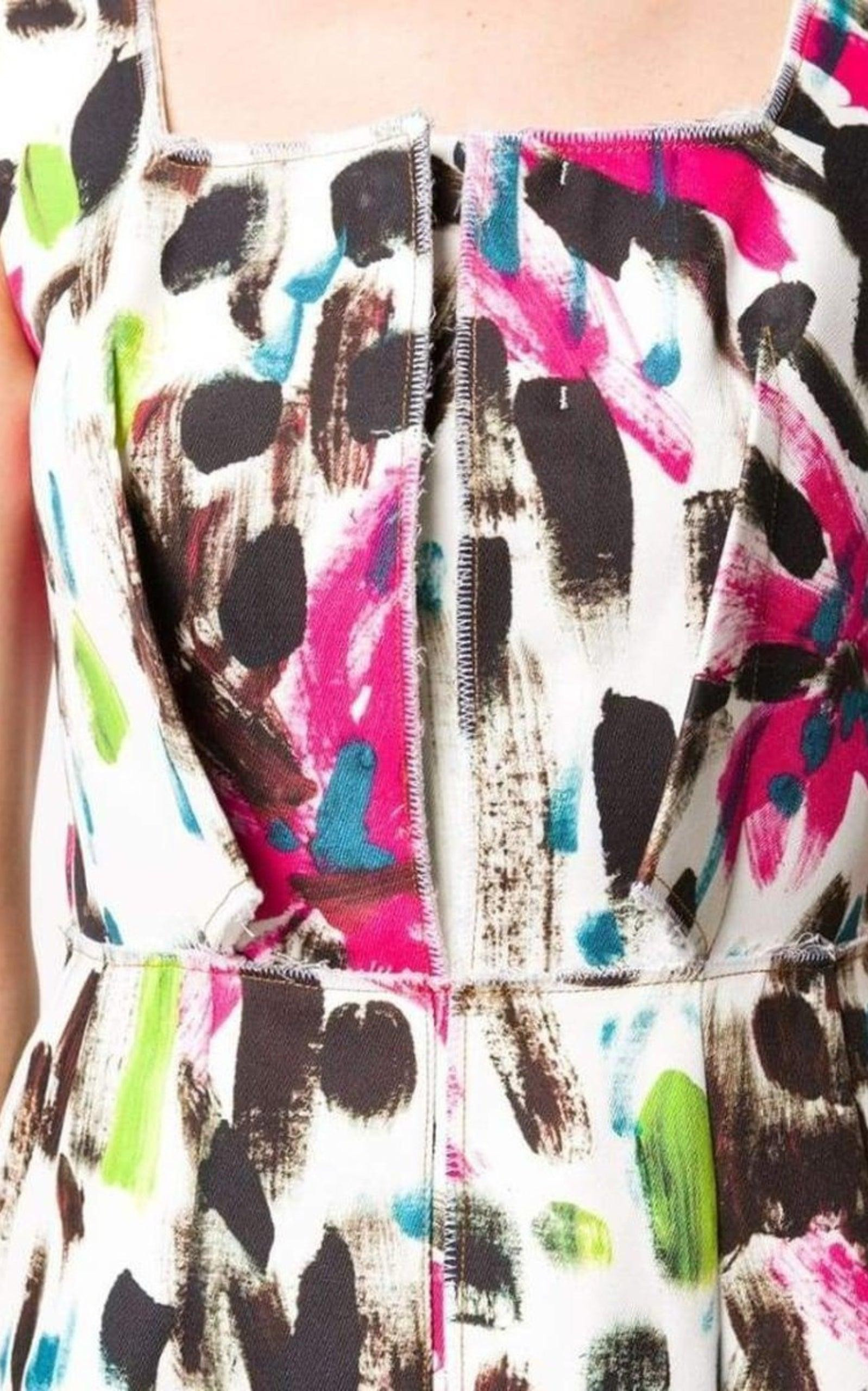 Paintbrush Print Cotton Dress - 5