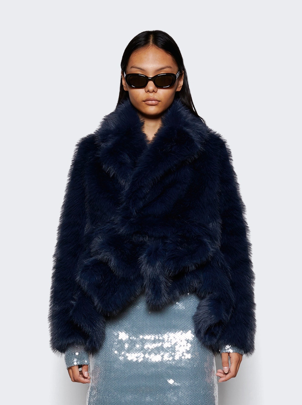 Faux Fur Jacket Navy - 3