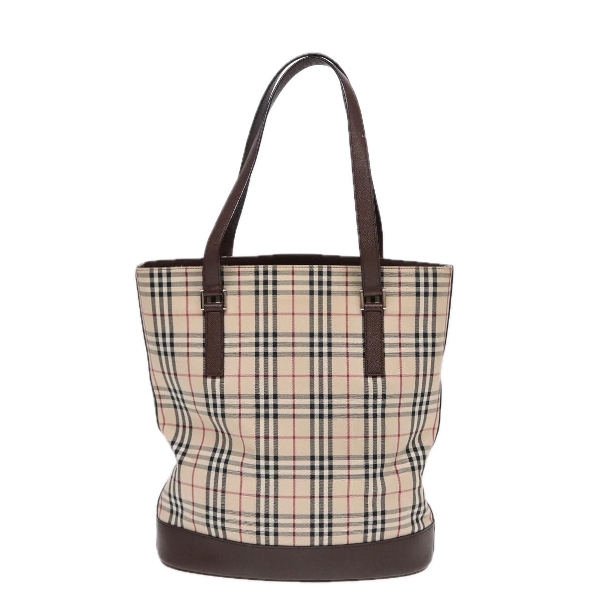 Burberry Nova Check Tote Bag Canvas Beige Brown Silver - 2
