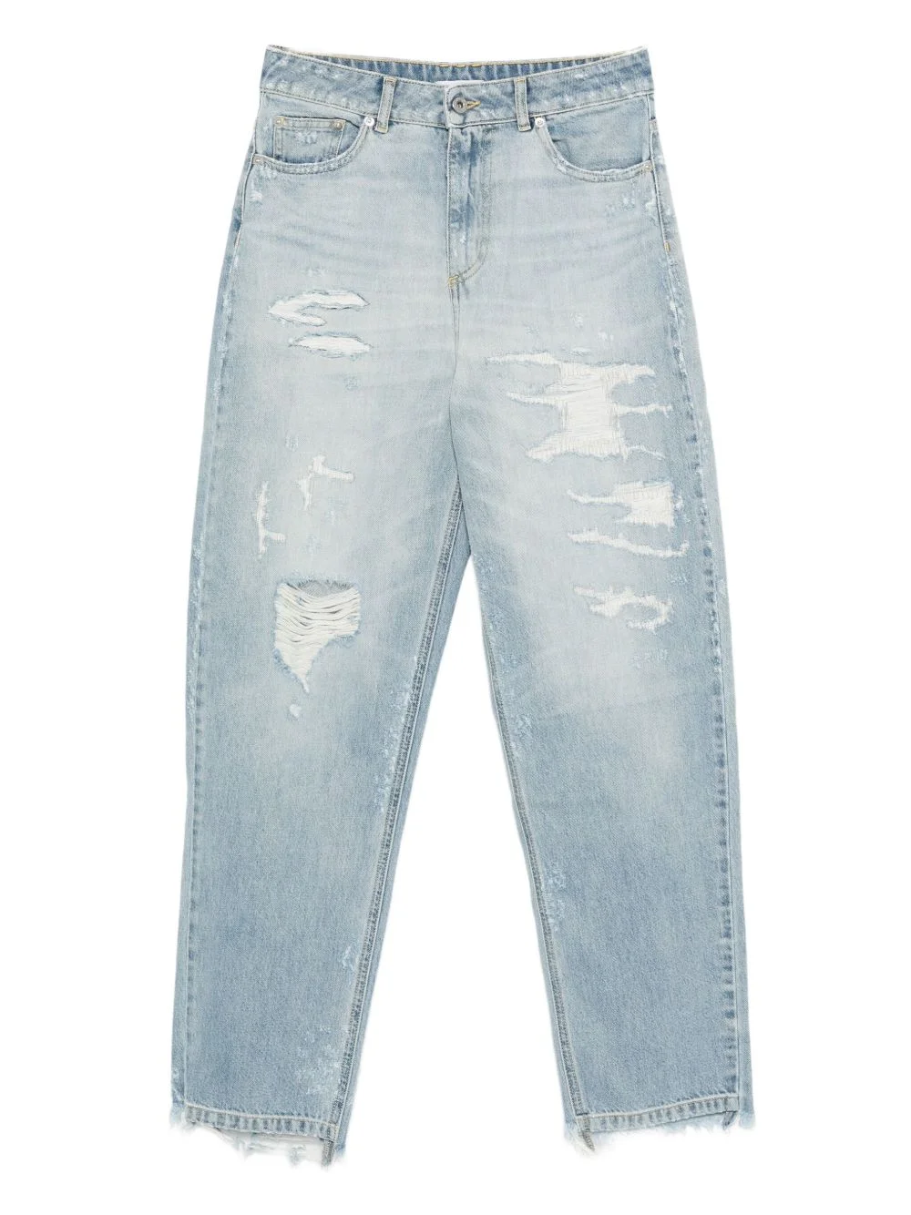 ripped-detail frayed jeans - 1