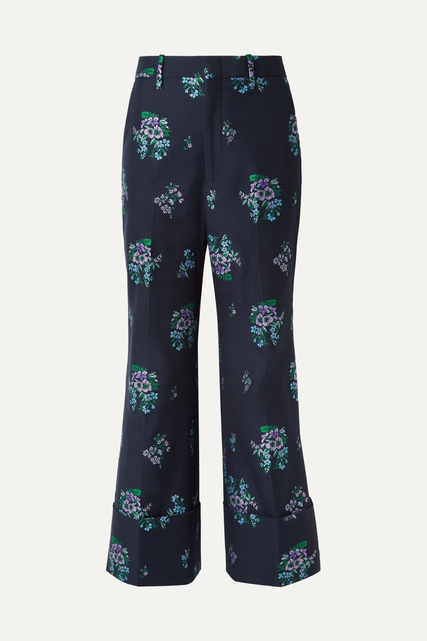 Cotton and wool-blend jacquard wide-leg pants - 1