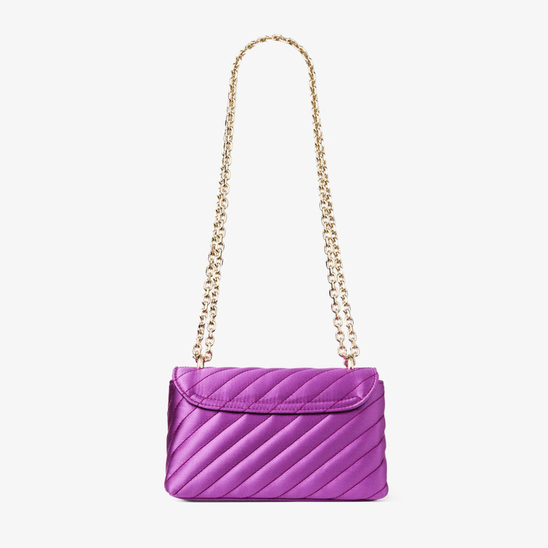 Curve Cross Body Small Violet Orchid Quilted Satin Crossbody with Crystal JC Bar 6