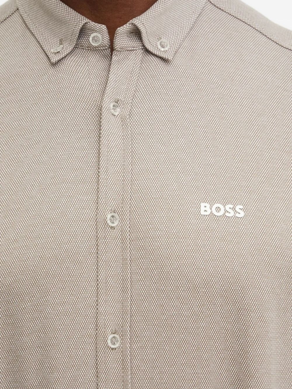 textured logo-print shirt - 4
