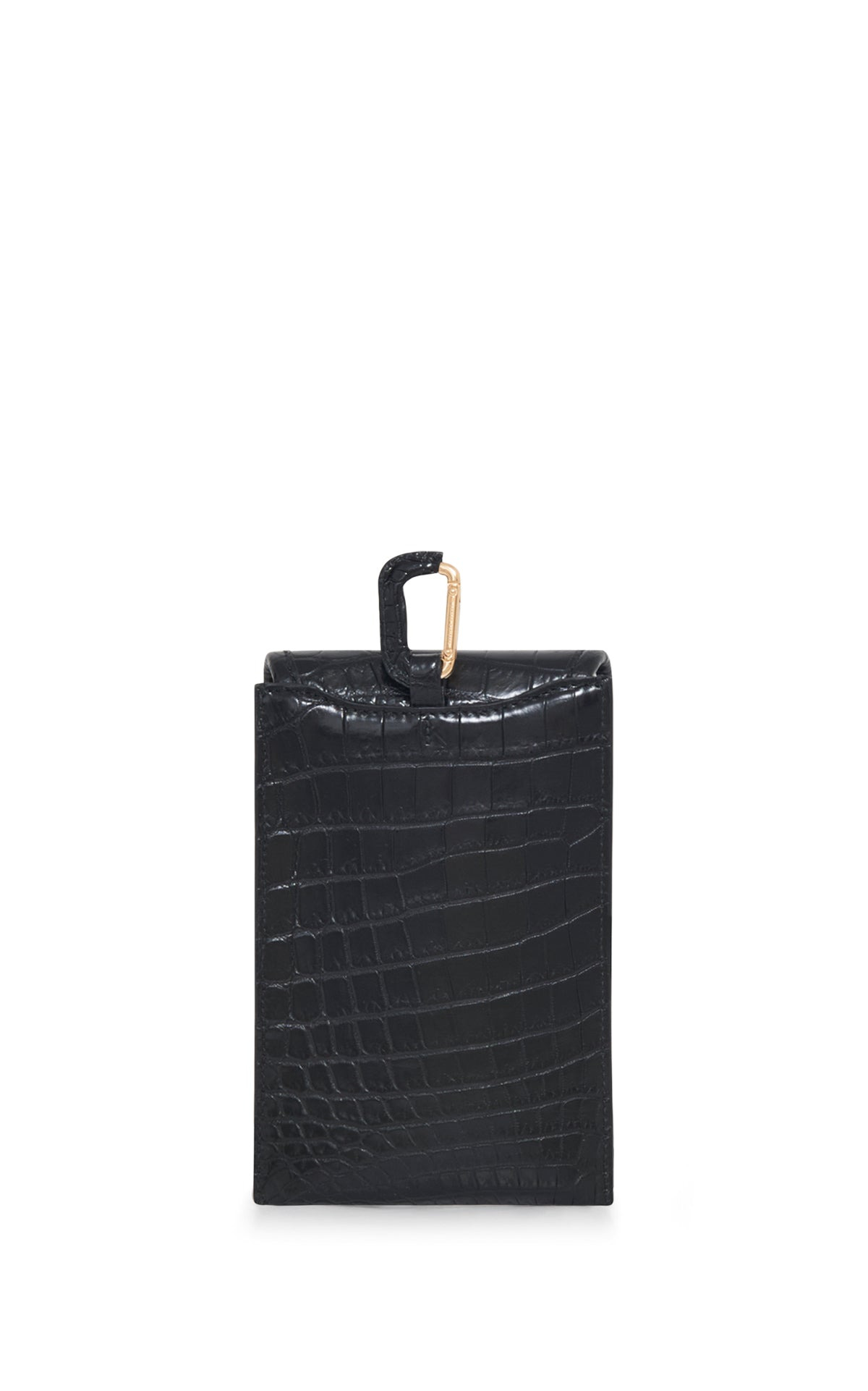 Medium Leonora Flap Bag in Black Crocodile Leather with Sunglasses Pouch - 10