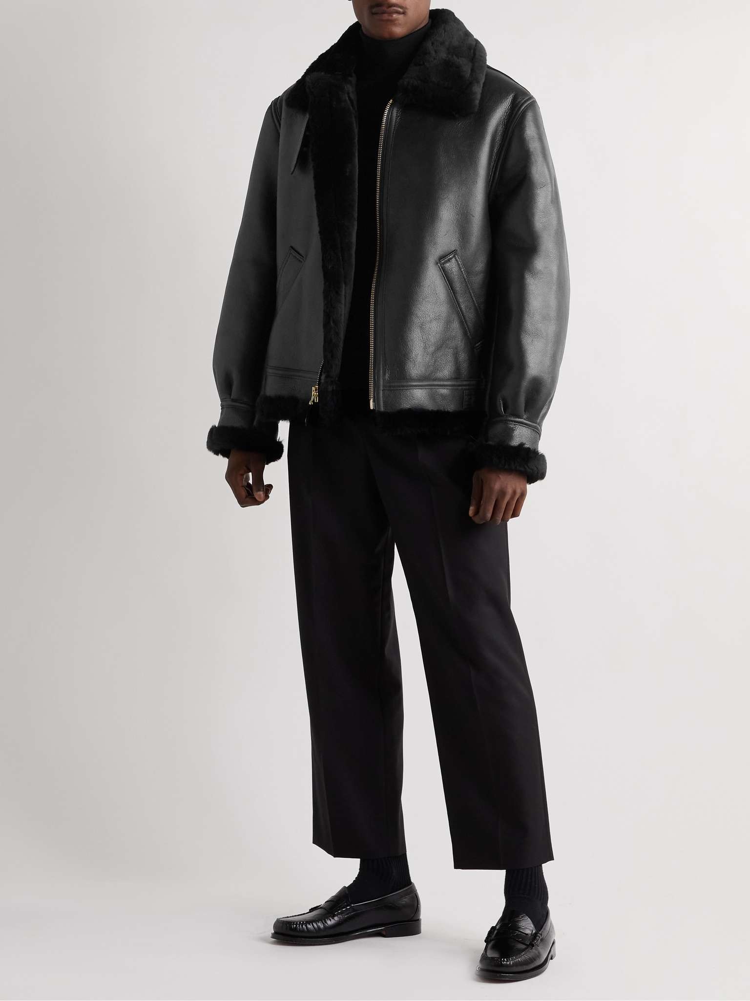 B-3 Shearling-Lined Leather Jacket - 2