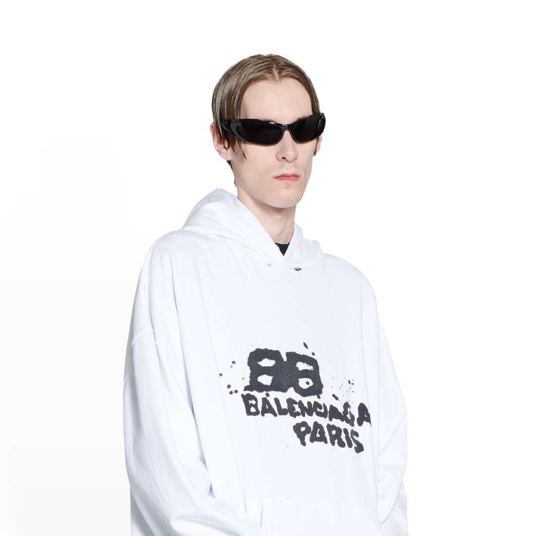 Hand Drawn Bb Icon Hoodie Large Fit in White - 5
