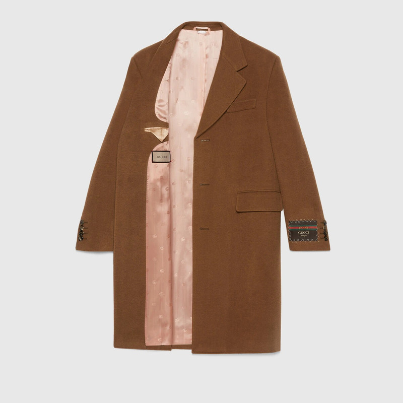 Wool coat with Gucci label 3