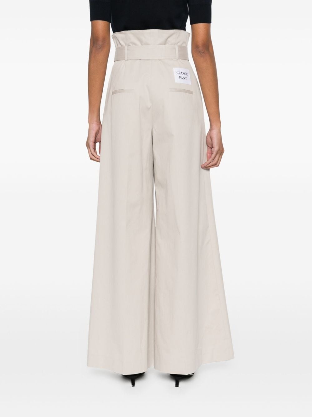 pleated twill wide trousers - 4
