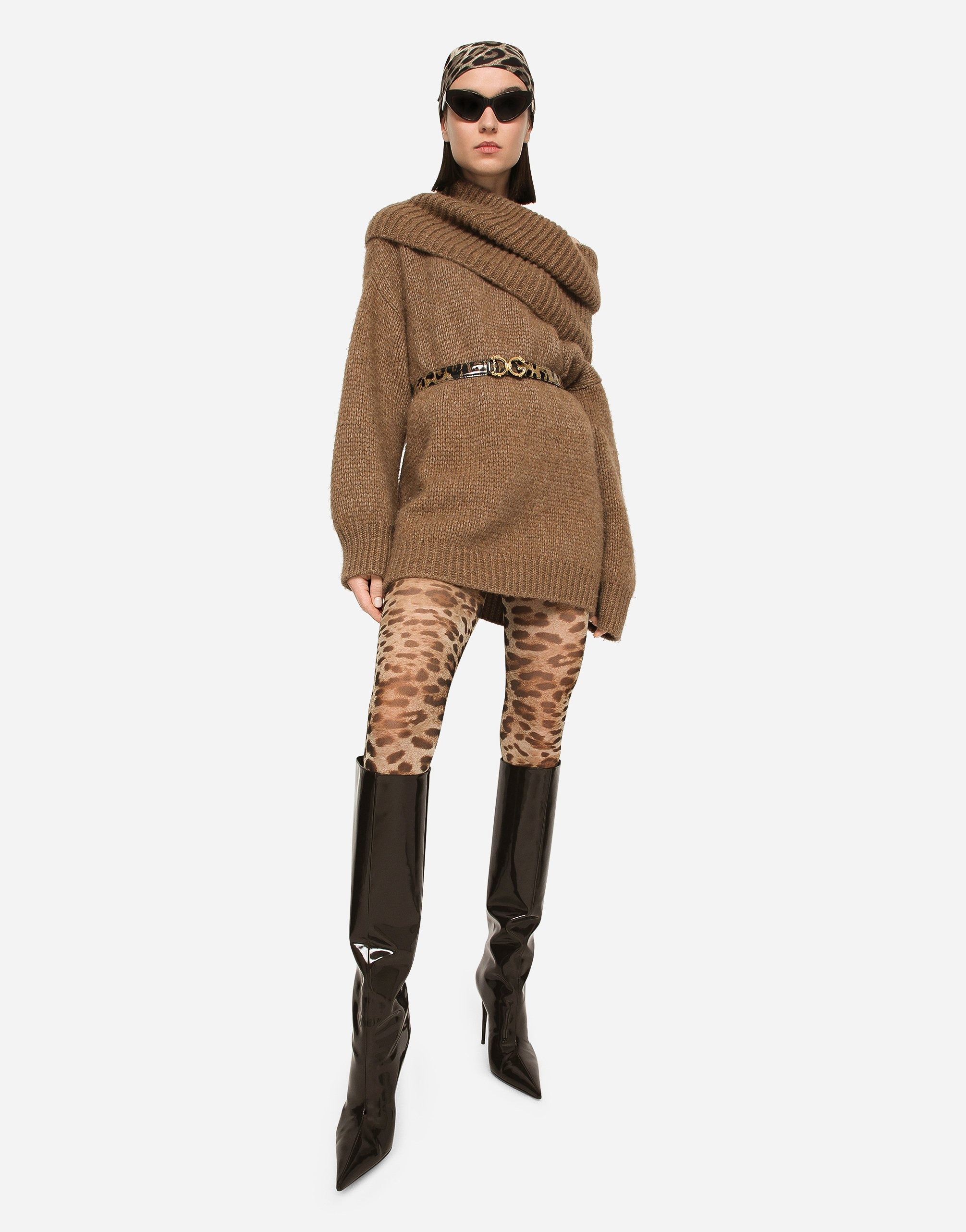 Oversize llama wool sweater with shawl neck - 2