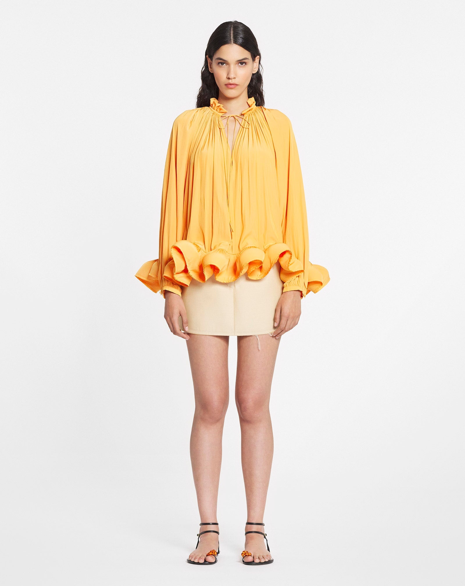 LONG-SLEEVE CHARMEUSE BLOUSE - 2