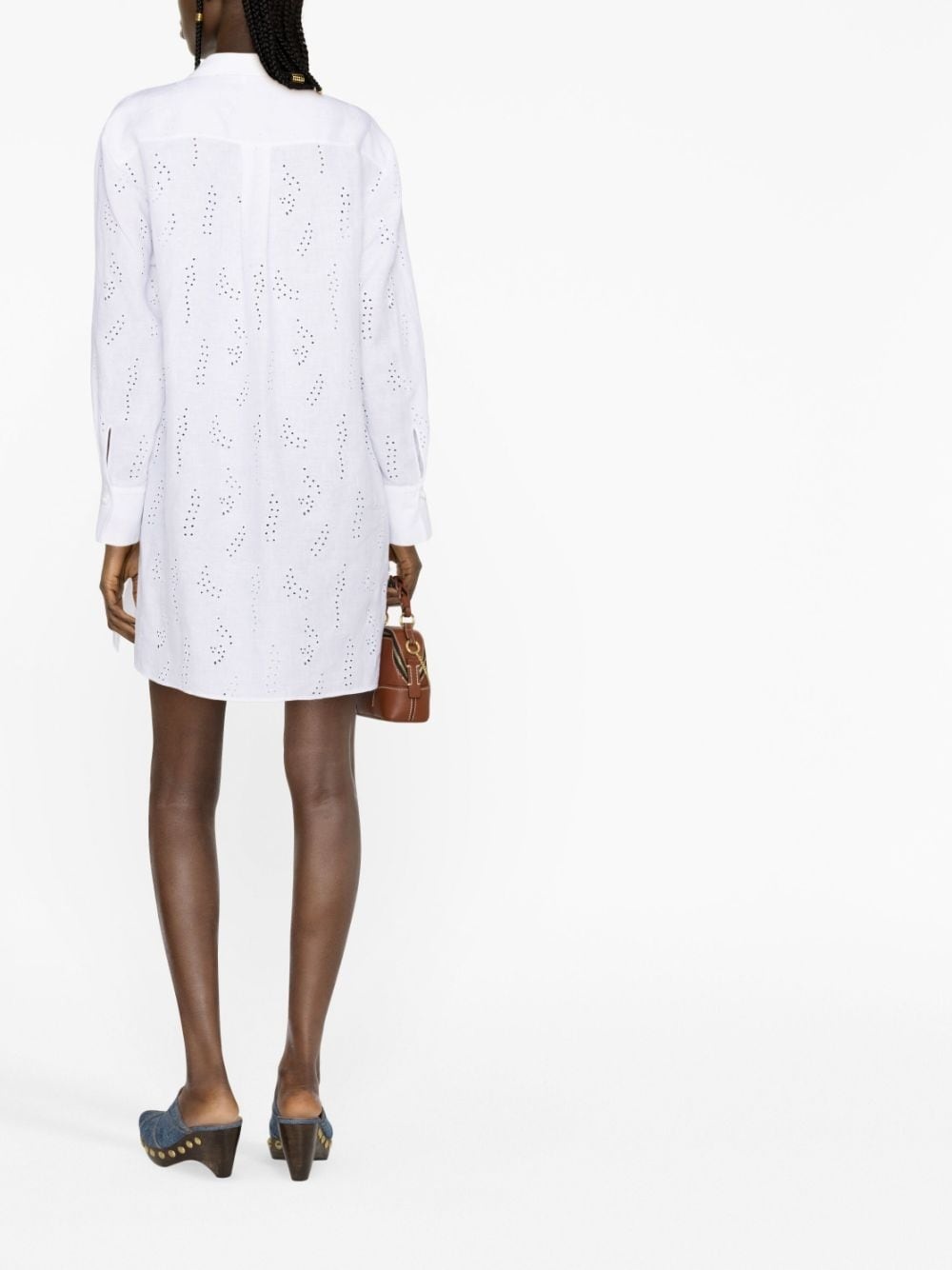 mother-of-pearl linen shirt dress - 4