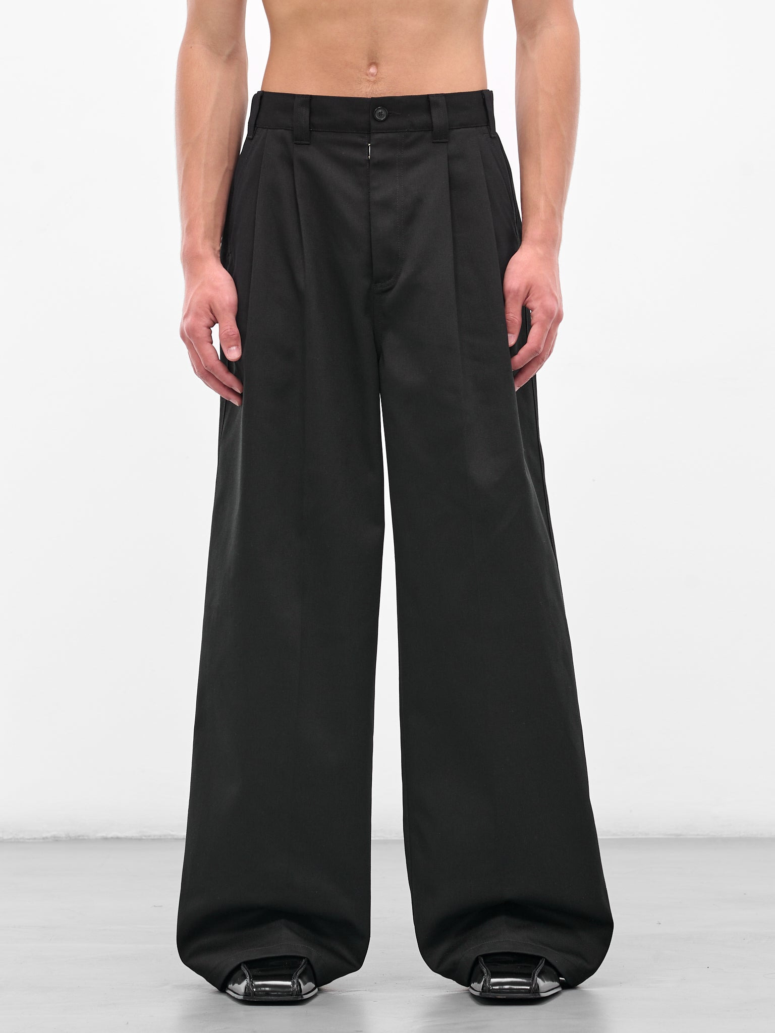 Black Wide Skater Chino Trousers - 1