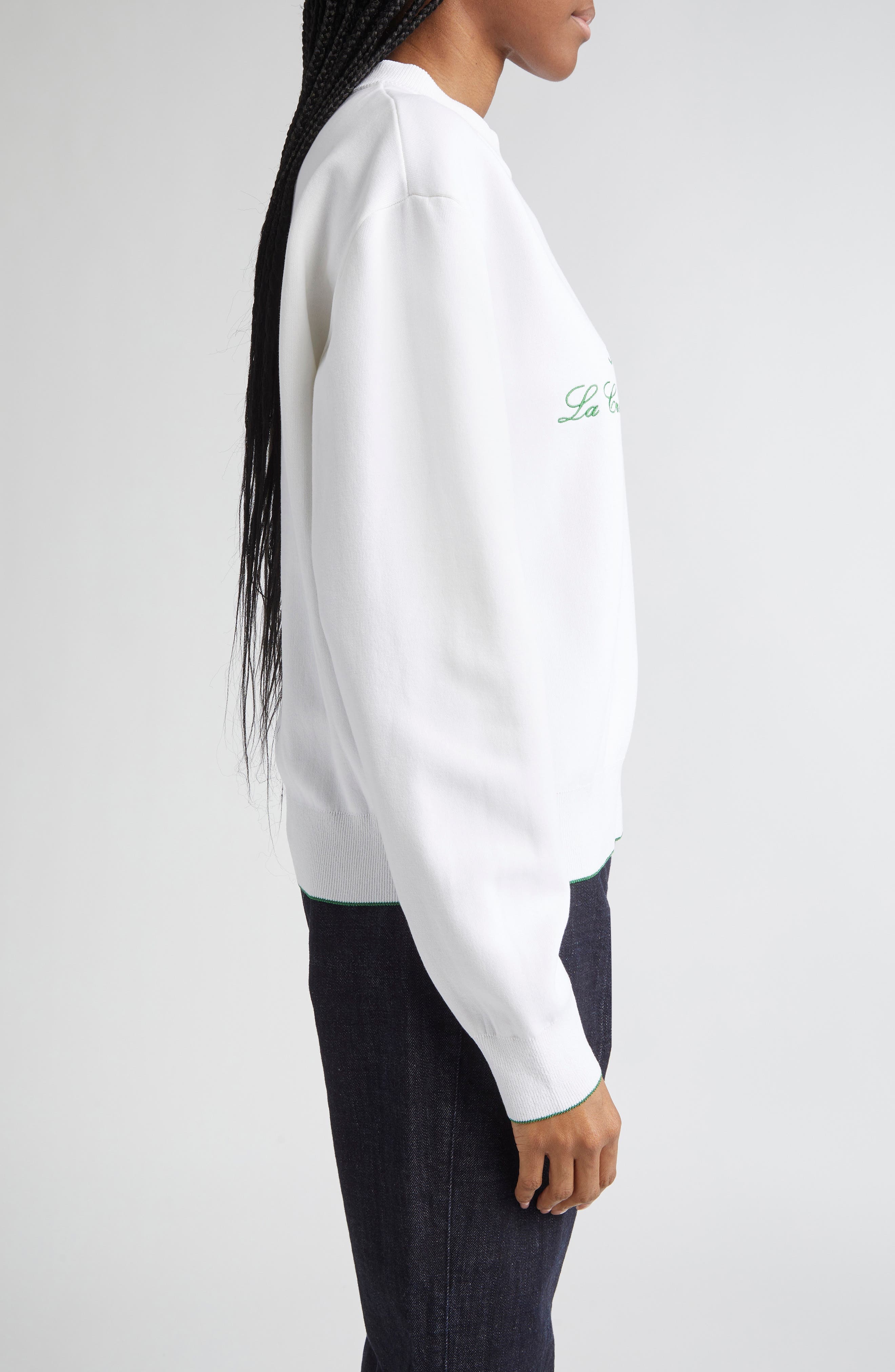 Jacquemus La Maille Venice Embroidered Sweatshirt in Hotel Address White at Nordstrom - 3