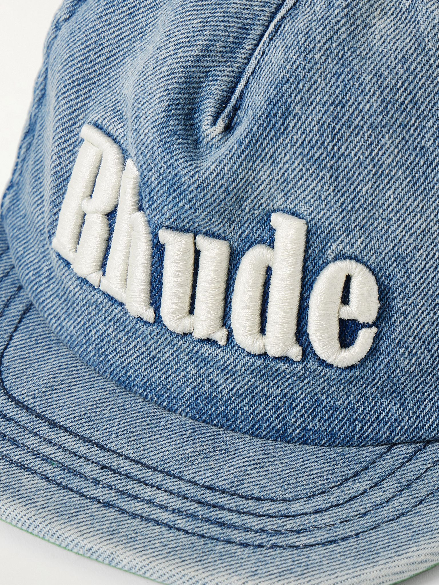 Logo-Embroidered Denim Baseball Cap Blue - 3