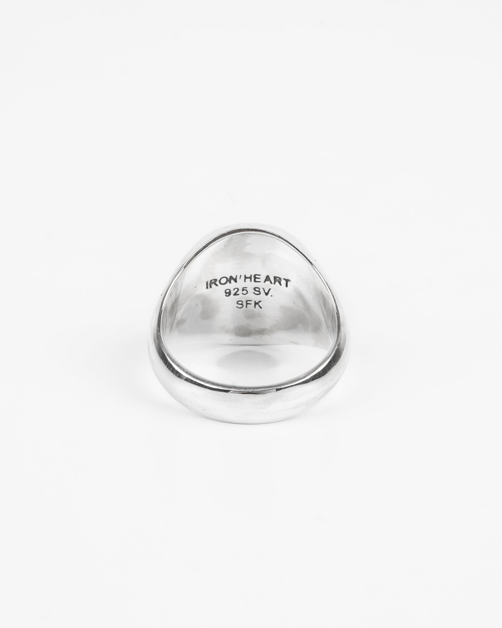 Iron Heart Button Ring - Sterling Silver - 5