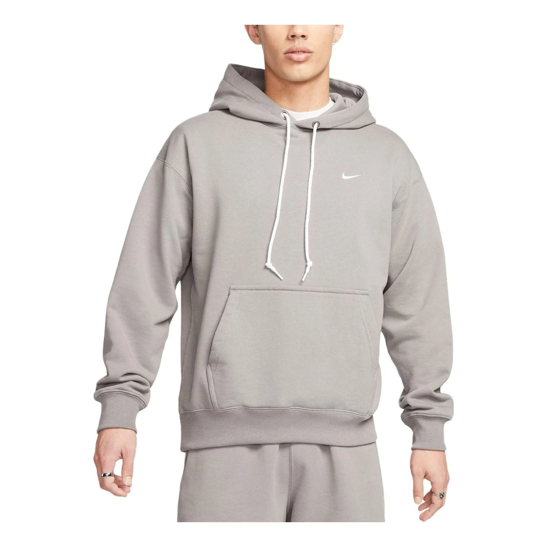 Nike Solo Swoosh Fleece Pullover Hoodie 'Grey' DX0814-029 - 1