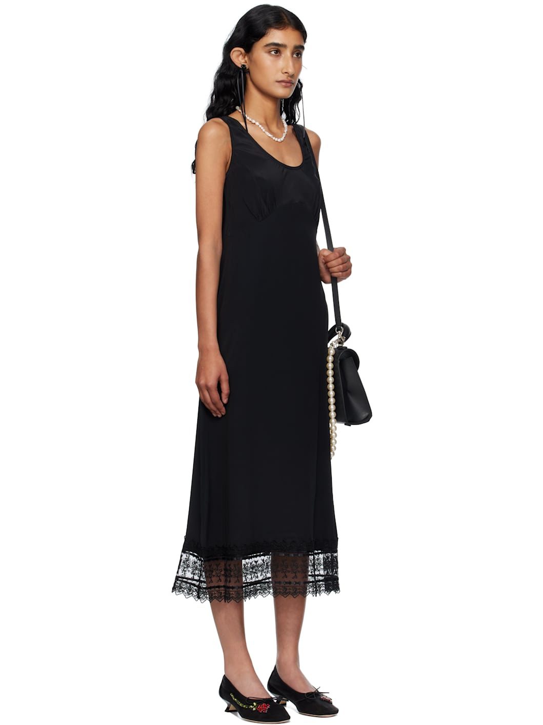 Black Trim Slip Midi Dress - 2