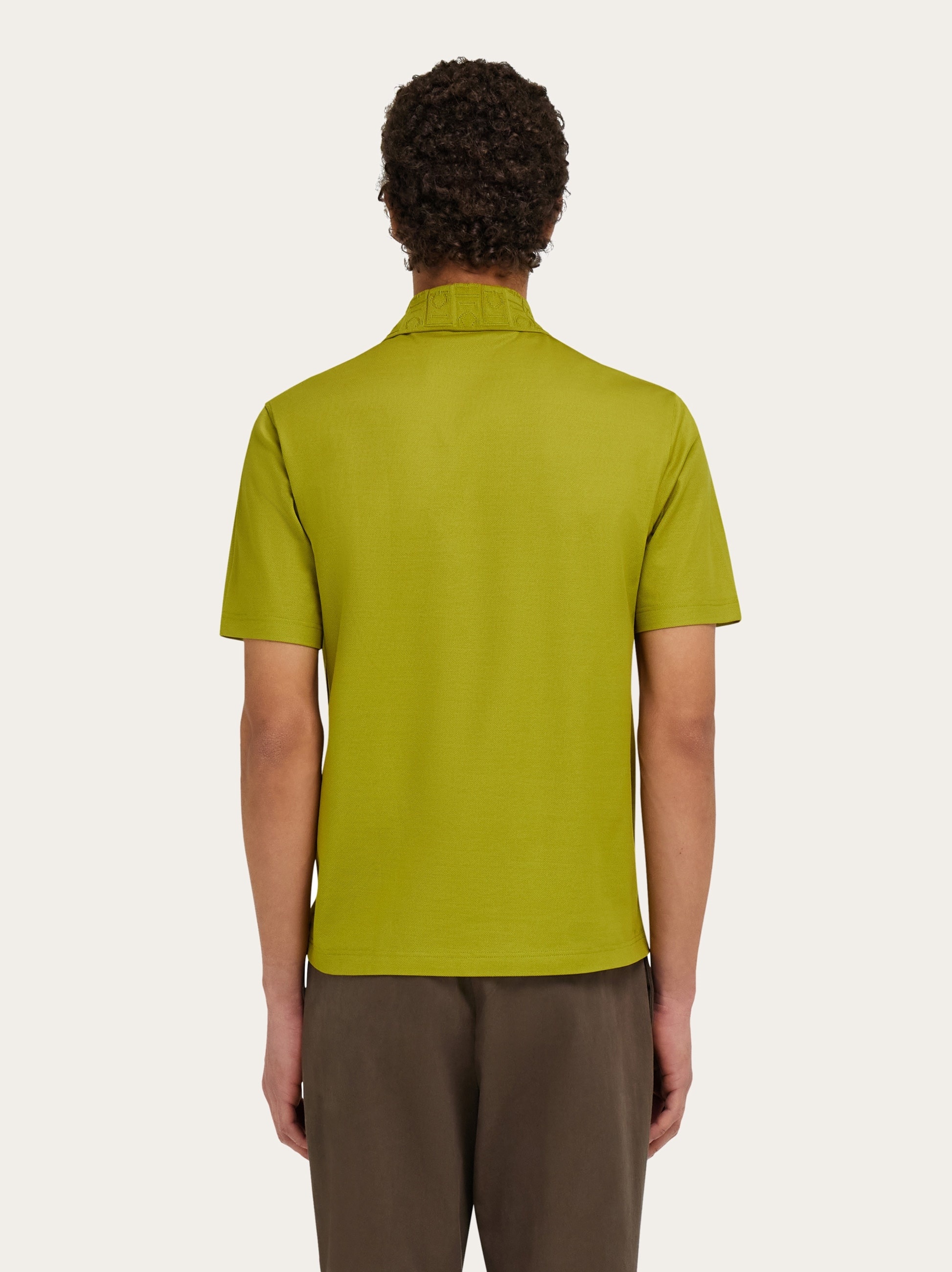 V-neck polo with jacquard pocket detail - 3